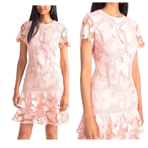 Shoshanna Lara Leaf Lace Cap Sleeve Mini Dress BNWT - Picture 1 of 6